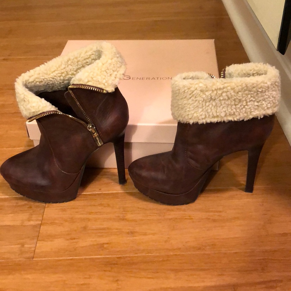 Bcbgeneration Brown Platform Booties W/ Shearling - image 1
